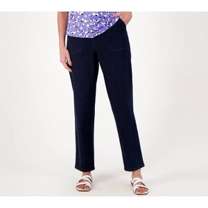 Denim & Co Original Waist Stretch Side Pocket Pant-Core Dk Indigo Denim PM #34M